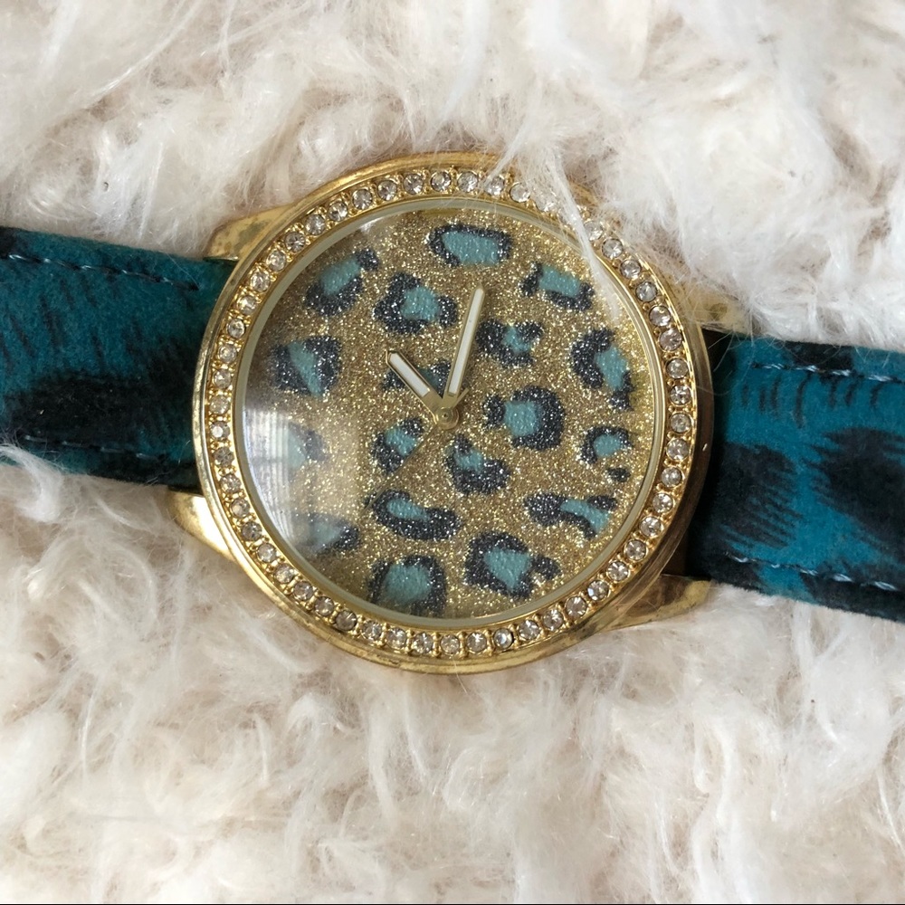 Teal Leopard Print Watch